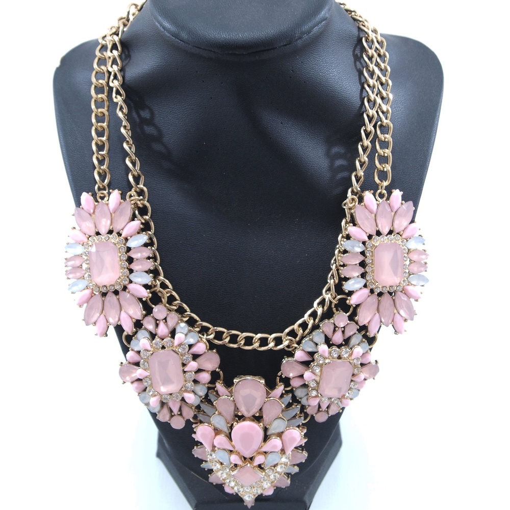 Costume Jewelry Pink Chunky Statement Necklace